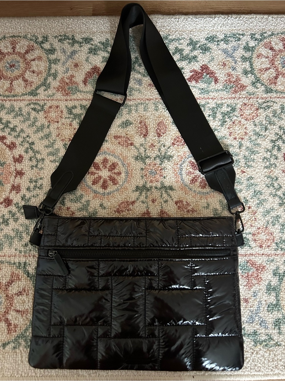 BCBGeneration Black Quilted Patent Crossbody Shoulder Bag